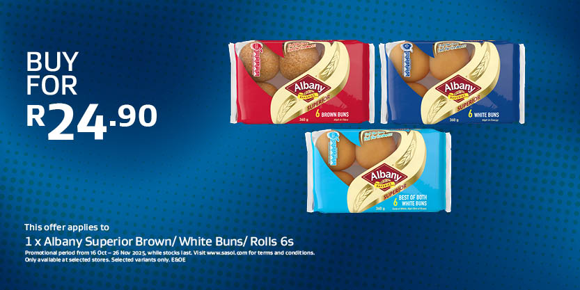 1 x Albany Superior Brown- White Buns- Rolls 6s