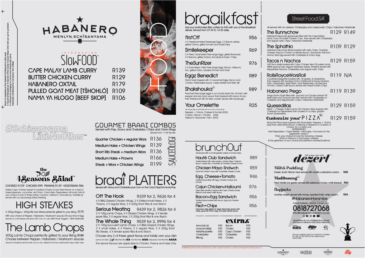 Habanero Menlyn Schîsanyama Menu