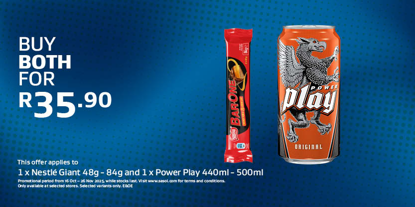 1 x Nestle Giant 48g -84g and 1 x Power Play 440ml-500ml