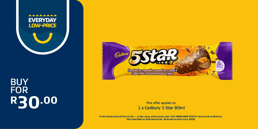 1x Cadbury 5 star 80ml