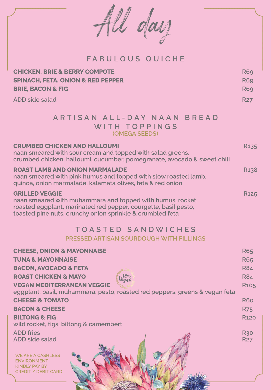 Goddess Café Rietondale Menu Dropped Into